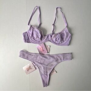 NWT Savage X Fenty FLORAL GLOW UNLINED LACE BRA purple lavender 36B & Medium